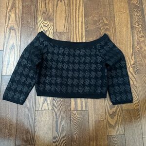 Marciano Black Patterned Off-Shoulder Sweater